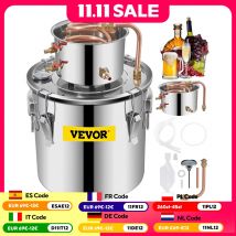 VEVOR Alcohol Still 5 Gal 21L Destilador de Alcohol de Agua de Acero Inoxidable Tubo de Cobre Kit de elaboración casera Termómetro incorporado
