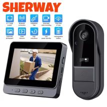 Drahtlose Wifi Türklingel Kamera 1080P Video Intercom Türklingel Wasserdicht 4,3 in IPS Bildschirm Home Security Türklingel IR nachtsicht