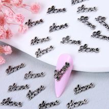 20 stücke Splitter Legierung Liebe Brief Nagel Dekorationen 3D Metall Liebe Brief Nagel Charme Ornament Y2K Maniküre Nagel Teile Zubehör