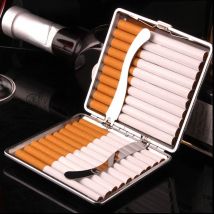 Leder Zigarettenschachtel mit Metallklammern Zigarettenetui Box Tabak Zigarre Zigarette Aufbewahrungsbox Fall Container Halter Geschenk