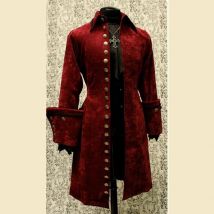 Männer 15. 16. Jahrhunderte Rote Galleonjacke Mittelalterliche Vintage Piratenkostüme Jacke Theater Vintage Roter Galleon Trenchcoat