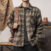 Schwere amerikanische Retro Männer Hemd Plaid Jacken Herbst Winter Streetwear Mode neue Schleifen verdicken lose lässige Langarm Mäntel