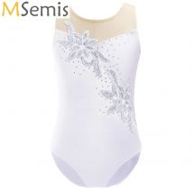 Dziecięce dziewczęce błyszczące kombinezony baletowe gimnastyka trykot łyżwiarstwo figurowe kostium taneczny siateczkowe body szkolenie w klasie stroje taneczne