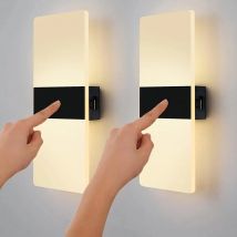 2 Stück nordische wiederauf ladbare Wand leuchte Touch-Schalter 3 Arten von Helligkeit Acryl Nachtlichter 3600mAh Batterie für Schlafzimmer Bett