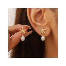 Bohemian Beach Resort Style Starfish Faux Pearl Dangle Earrings for Women's Daily Holiday Party Accessory Gift