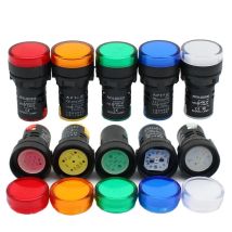 22mm Indicator Light 12V 24V 220V 380V LED Power Indicator Pilot Signal Light AD16-22DS Panel Mount Lamp Multicolor 20mA 4.7