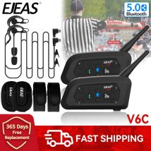 Ejeas v6c pro schiedsrichter intercom headset motorrad bluetooth helm headset intercom wasserdicht bt 5,0 inter com unica dor interfones