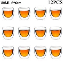 80ml/150ml 2-18 Stück doppelwandiges Glas Kung Fu Tee tasse transparente Kaffee Milch Wasser becher High Boro silikat Glas Trink geschirr Teese rvice
