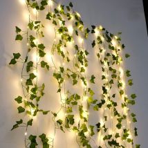1 Packung realistische grüne Ranken für den Innen- und Außenbereich, 20 LED-Lichterketten für Neujahr, Wand, Haus, Zimmer, Büro, Geburtstag, Zuhause