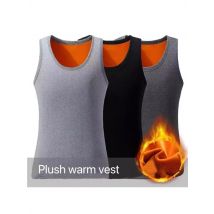 2Pcs Men's Thermal Underwear Large Size Tank Top Winter Shaping Male Vest Comfortable With Velvet Teenagers Keep Warm Undershirt