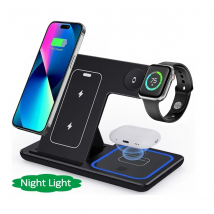 15W Magnetisches Kabelloses Ladegerät für iPhone 17-12 Pro Max, Apple Watch 8 7, Airpods Pro 3-in-1 Schnelle Telefonladestation
