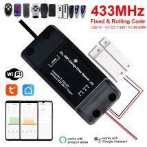 Tuya Smart Universal 433mhz WIFI Garage Türöffner Tür Sensor Feste Rolling Code USB 5V AC DC 7-32V 85-250V RF Empfänger