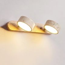 Lampa ścienna Travertine Duo Wabi Sabi, kreatywna okrągła lampa LED obrotowa, lampka nad umywalkę łazienkową, lustro toaletki, lampy przed lustro.