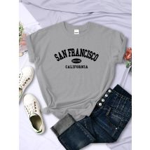San Francisco Est.1776 California Letter Street Damen-T-Shirt, lässig, atmungsaktiv, kurzärmelig, modische Persönlichkeit, weiches T-Shirt