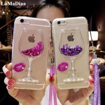 Mode flüssige Treibsand Glitter Bling Weinglas weiche klare Handy hüllen für Samsung Galaxy S23 Ultra S24 S21 S22 plus Note20