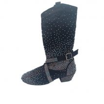 Practice OEM Latin Dance Boots Black Rhinestone Soft Latin Salsa Ballroom Party Dancing Shoes Black Sport Party Dance Boot Shoes