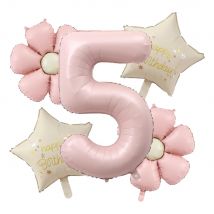 New Pink Daisy Flower Foil Balloons Plumeria Ball Wedding Birthday Party Decoration Baby Shower Photo Props，32inch Pink Number