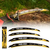 TOLESA 4PC Reciprocating Saw Blades, 12inch &15inch Arc Edge Saw Blades, Japanese Teeth Reciprocating Saw Blade For Wood Cutting