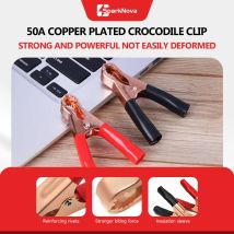 50A 80mm Rosso Nero Batteria per Auto Test Piombo Pinze 2 Pezzi Coccodrillo Coccodrillo Pinze Connettore per Caravan Van Truck Cavo di Alimentazione