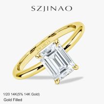 3CT Emerald Cut Moissanite Ring 14k Gold Filled Jewelry for Women with Certificate Square Diamond Ring for Christmas Party Gifts