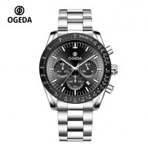 OGEDA 2024 Neue modische Herren-Quarz-Chronograph, Mineralglas, Legierung, wasserdicht, 20 Bar