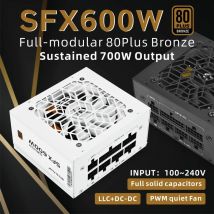 METALFISH SFX 80Plus Bronze 500/600W Full-MODULAR White Power Supply For Gaming Computer Case With White Modelar Cable 100/220V