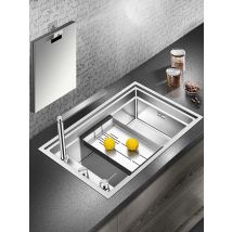 ASRAS New kitchen Sink Double Cover hidden Single Large Size 304 Stainless Steel 4mm Thickness Handmade Brushed kitchen Sink