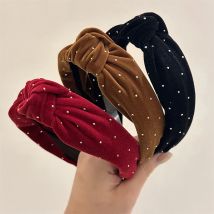 AWAYTR Fashion Headband For Women Wide Side Warm Golden Velvet Hairband Center Knot Headwear Autumn Winter Hair Accessories