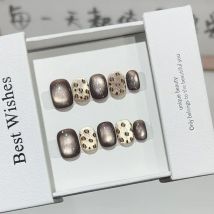 10 Stück kurze handgemachte Nägel zum Aufdrücken, Katzenaugen-Kunstnägel, tragbare Nägel zum Aufkleben, künstliche Nägel, Uñas, Postizas 2019, Opnacional Diego Diego Diego Diego
