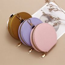 Mini portafoglio rotondo per donna Portamonete portatile con chiave Borsa per trucco Portafoglio multifunzionale per studenti Porta carte Portamonete con cerniera femminile