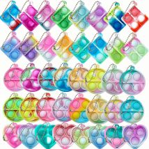 12/24/48Pcs Mini Pop Fidget Toy Pack Kit Keychain Stress Relief Toys Party Favors Office Desk Toy