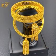 Neue Afrikanische Dubai Stil Gold Farbe Armreifen Armband Mit Quaste Anhänger Für Frauen Indischen Nigerianischen Hochzeit Schmuck Party Geschenke