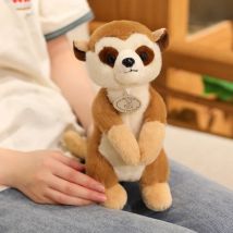 Lifelike Meerkat Plush Toy Soft Stuffed Wild Lemur Doll Cute Funny Anime Animal Desktop Pet for Kids Birthday Gift
