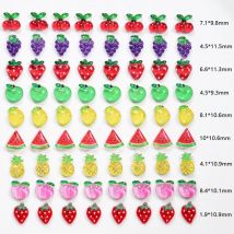 Honey Peach, Green Apple, Grape, Watermelon Nail Charms Fresh Transparent Summer Fruit Cherry, Lemon Nail Decoration Accessories