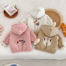 2024 Winter neu in Kinder Baby Mädchen Jungen verdicken Plüsch warme Top Outwear, Kinder Kapuze Cartoon Reiß verschluss Jacke 0-5y