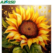 AZQSD 5D-Diamantgemälde, Sonnenblume, Blumenmosaik, Kreuzstich-Set, Bild von Strasssteinen, Blumenstickerei, Verkauf, Geschenk, handgefertigt