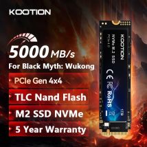 KOOTION M2 SSD NVMe Gen 4 M.2 SSD 2TB 1TB 512GB Disco rigido interno a stato solido M.2 PCIe 4.0x4 2280 SSD per PC portatile PS5