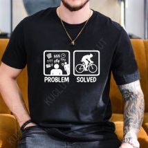 Men's Summer Loose T-shirts Bicycle Bike Graphic Design Problem Solved Print Tshirts Casual O Neck Short Sleeve T-shirt Tops