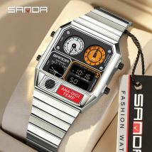 SANDA Luxus Mode Elektronische Quadratische Herren Jugend Casual Multi-funktion Thermometer Stoppuhr Chronograph Herren Uhr Heißer-verkauf