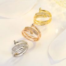 Exquisite Zircon Electroplated Multi Ring Nail Open Ring for Women Fashion Niche Light Luxury Geometric Jewelry Accessories Gift