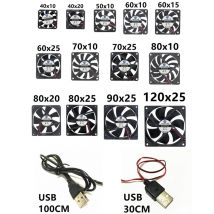 40MM 50MM 60MM 70MM 80MM 90MM 120MM Lüfter Bürstenlosen Motor Gehäuselüfter Leiser Lüfter mit USB-Kabel