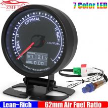 2,5" 62 mm AFR-Messgerät für Schmalband-Sauerstoffsensor OE 0258006028   7-Farben-LED-Digital-Luft-Kraftstoff-Raito mit Halterung für Auto 12 V