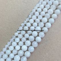 Echte Halbedelstein-natürliche A-Qualität, klarer blauer Glanz, weißer Mondstein, runde lose Perlen, 15 Zoll, 6 8, 10 mm, für Schmuckherstellung, DIY