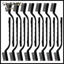 15-teiliges Drahtbürsten-Set, gebogener Griff, Bürsten-Set zum Reinigen von Schweißen, Schlacke und Rostentfernung, industrielle Scheuerbürste