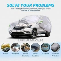 Universal L-XXXL SUV/sedán cubiertas completas para coche al aire libre impermeable sol lluvia nieve protección UV coche cremallera diseño negro funda para coche