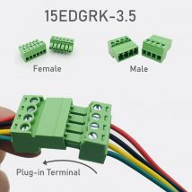 10 paia di saldatura aerea di testa tipo 15EDGRK 3,5 mm 2/3/4/5/6/7/8/9/10/12 pin PCB vite morsettiera plug-in maschio + femmina presa
