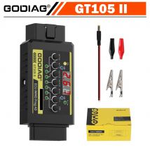 GODIAG GT105 II ECU IMMO Prog AD OBD2 Break Out Box Connector Display Fahrzeugspannung Autobatterie unten als 11V Alarmaufforderung