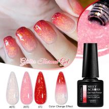 Glitzernder Thermo-Gel-Nagellack, 3-lagig, Temperatur- und Farbwechselgel, semi-permanent, Soak Off UV/LED Nail Art Gel-Lack zum Selbermachen