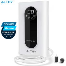 ALTHY Máquina generadora de ozono para agua, aire y aceite - 1000 mg/h Temporizador Ozonizador Estérilizador de desinfección + Purificador de iones negativos