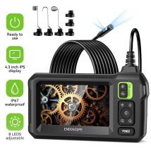 Endoskopkamera, 4,3-Zoll-Bildschirm, 1080P HD, industrielle Endoskopkamera, IP67, wasserdichte Auto-Rohrinspektion mit 8 LEDs, 8 mm Objektiv